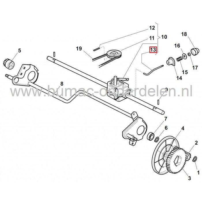 Spanstang voor V-Snaar CASTELGARDEN - STIGA - ALPINA - MOUNTFIELD, Grasmaaier - Loopmaaier - Cirkelmaaier - Benzinemaaier, Stang voor het Spannen van de Aandrijfriem - Poelie