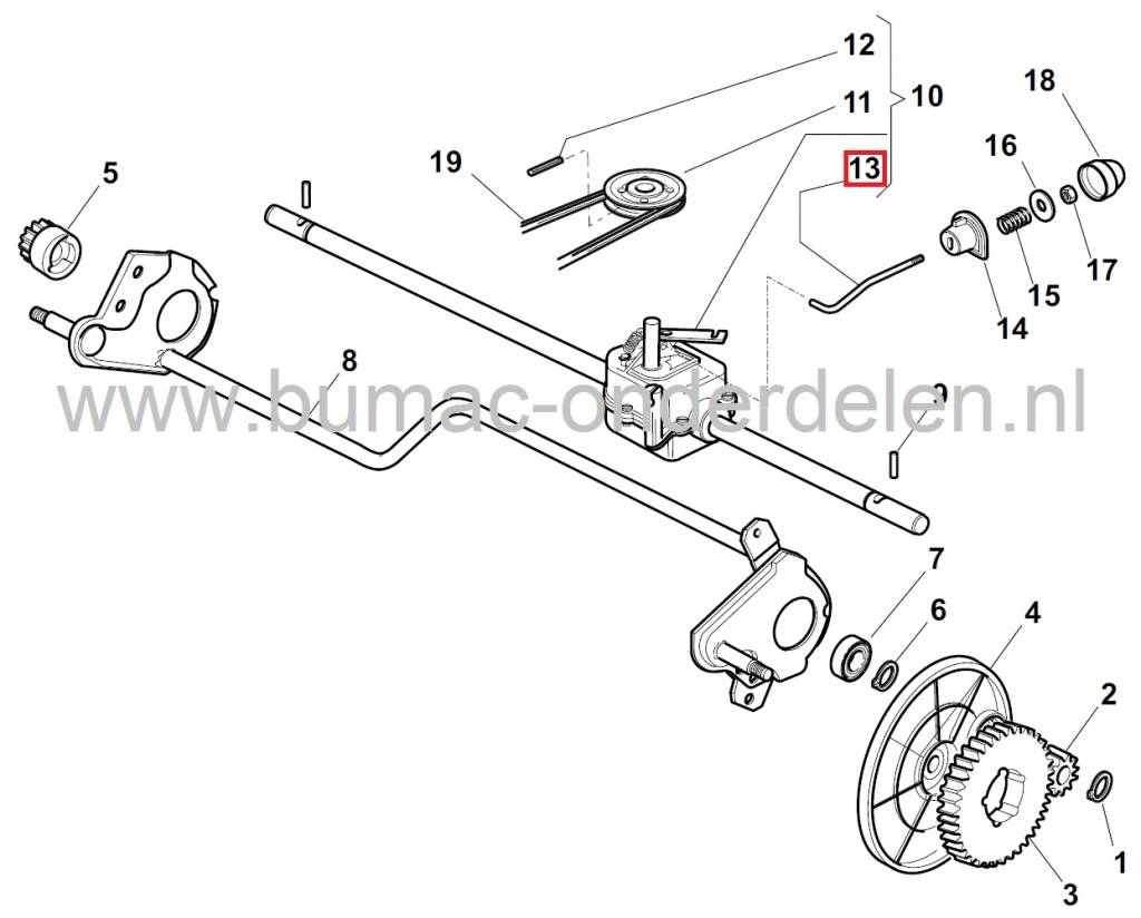 Spanstang voor V-Snaar CASTELGARDEN - STIGA - ALPINA - MOUNTFIELD, Grasmaaier - Loopmaaier - Cirkelmaaier - Benzinemaaier, Stang voor het Spannen van de Aandrijfriem - Poelie