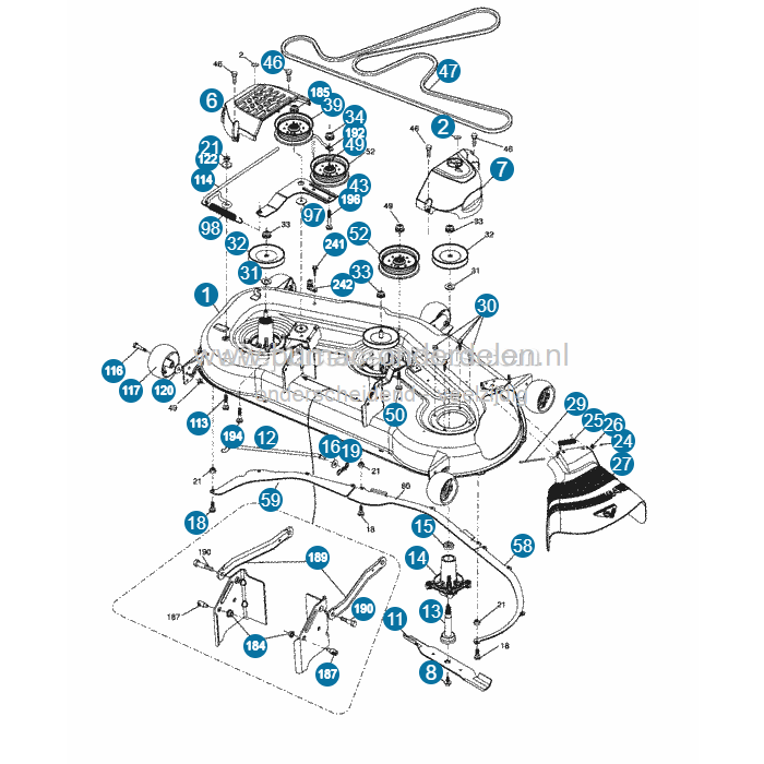 V-snaar 148" voor maaidekken 54 inch – passend op MTD, Craftsman, Husqvarna, Cub Cadet, Partner, Rally en Yard-Man zitmaaiers