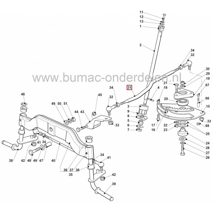 Stuurstang CASTELGARDEN Zitmaaiers oa TC102 en TC122, Castel Garden - Mountfield - Alpina - Stiga, Zitmaaier - Frontmaaier - Tuintrekker