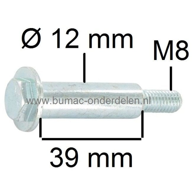 Wielbout Grasmaaiers ALKO - BRILL - CASTELGARDEN - STIGA - MOUNTFIELD - ALPINA, Bout voor Bevestiging van Wiel bij Gazonmaaier - Cirkelmaaier - Benzinemaaier - Loopmaaier