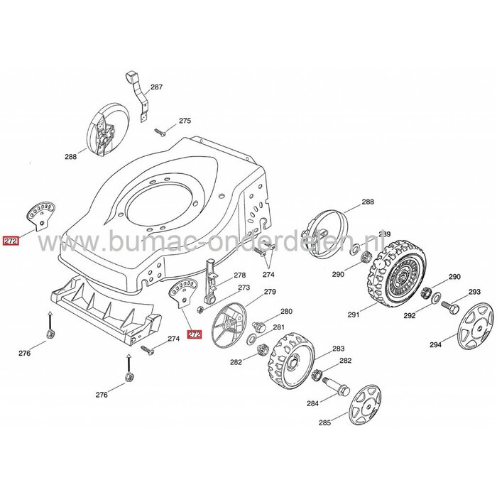 Segment Hoogte Instelling CASTELGARDEN Grasmaaiers, Verstelsegment Maaihoogte Gazonmaaier - Loopmaaier - Benzinemaaier van Stiga - Castel Garden - Mountfield - Alpina