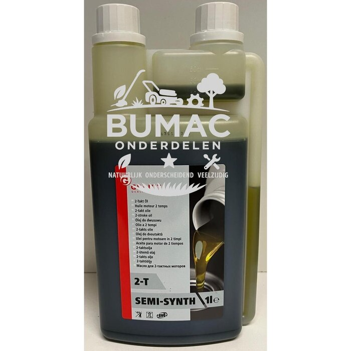 Halfsynthetische 2-takt onderdeel olie – 1 liter doseerfles voor tuinmachines