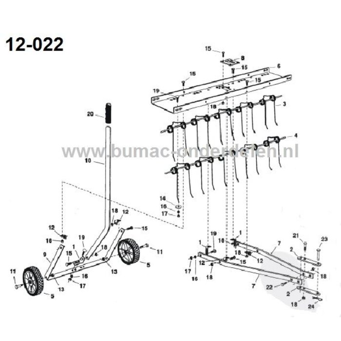 Ontmosser, Verticuteermachine, mos verwijderaar, Ontmossen achter Zitmaaier - Frontmaaier of Quad - Copy