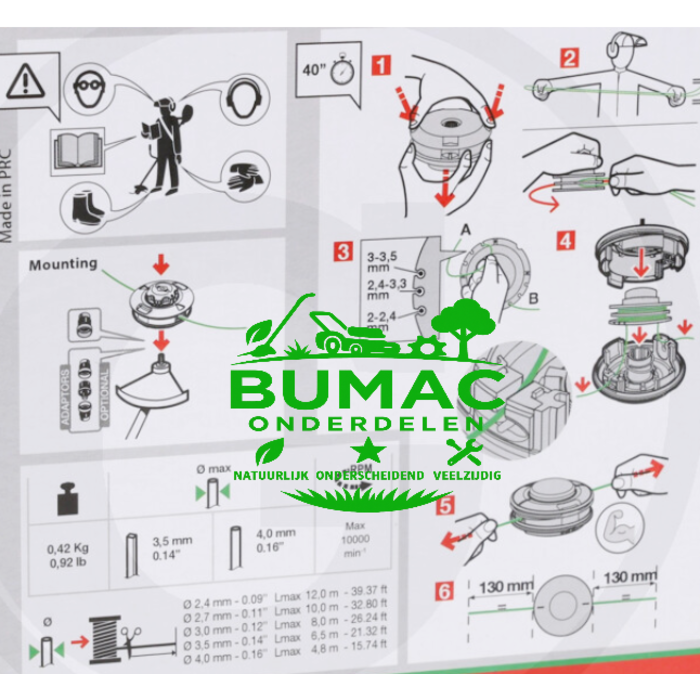 Tap & Go EVO maaikop Ø130 mm – bosmaaieronderdeel geschikt voor Efco types