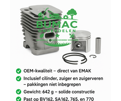 EMAK cilinder + zuiger Ø47 mm ✓ Efco BV162, Oleo-Mac BV162 onderdeel,  bosmaaiers en meer