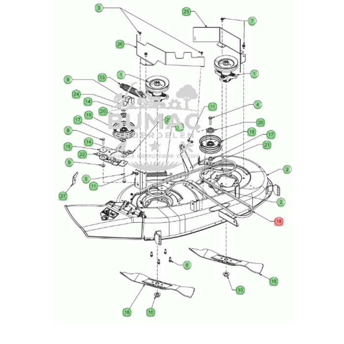 V-snaar voor maaidekaandrijving 96 cm geschikt voor Cub Cadet XT1 LT42 / XT2 LT42, MTD, Wolf-Garten zitmaaiers – 754-05162