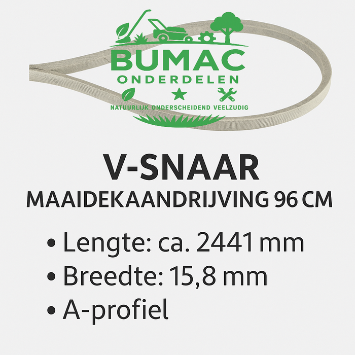 V-snaar voor maaidekaandrijving 96 cm geschikt voor Cub Cadet XT1 LT42 / XT2 LT42, MTD, Wolf-Garten zitmaaiers – 754-05162