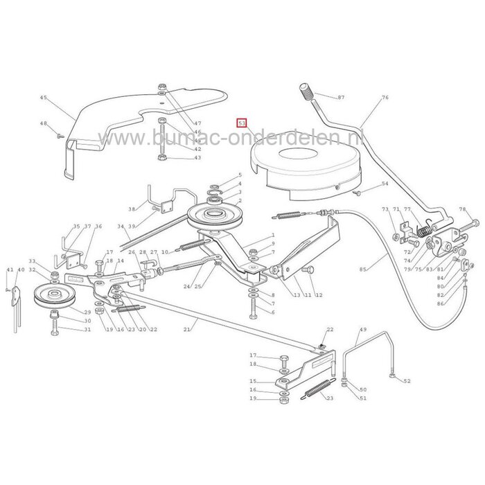 V snaar Beschermkap Links CASTELGARDEN Zitmaaiers Junior 92 - J92 - JB92 - JP92 - JR92 - JT92 - JTP92 - JX92 - PG140 - PG170 - XG135HD - XG140HD - XG145HD - XG160HD - XG170HD - XG175HD Zitmaaier - Tuintrekker, Stiga - Castel Garden - Alpina - Mountfield,