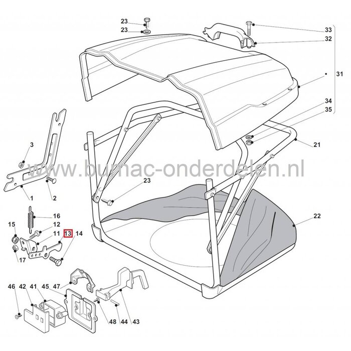 Vangbak Blokkeer Haak CASTELGARDEN Zitmaaiers, Alpina - Mountfield - Stiga - Castel Garden, Zitmaaier - Frontmaaier - Tuintrekker, Haak Gras Vang Bak Beveiliging