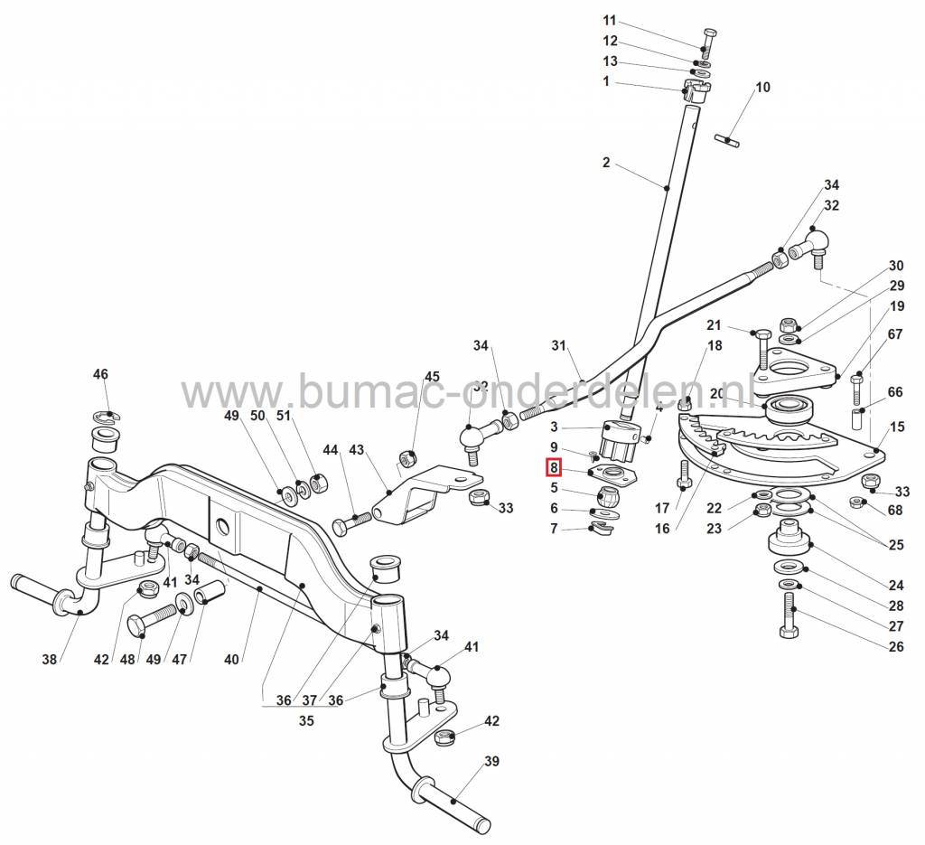 Houder voor Stuurstanglager CASTELGARDEN - STIGA - ALPINA - MOUNTFIELD Zitmaaier - Frontmaaier - Tuintrekker, Houder Lagers Stuurinrichting