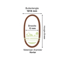 V-snaar profiel 4L, 13 mm breed, 1018 mm buitenlengte – Kevlar cord – Tuinmachine, Zitmaaier, Grasmaaier, onderdeel