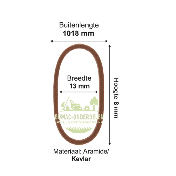 V-snaar profiel 4L, 13 mm breed, 1018 mm buitenlengte – Kevlar cord – Geschikt voor zitmaaiers, grasmaaiers, veegmachines, tuinmachines van Stiga, Castelgarden, MTD, Honda, onderdeel