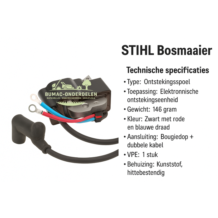 Ontstekingsspoel voor Stihl bosmaaiers FS 410 / FS 450 / FS 460 / FS 480 – Bobine met bougiekabel en bevestiging – geschikt als vervangend onderdeel voor professionele bosmaaiers