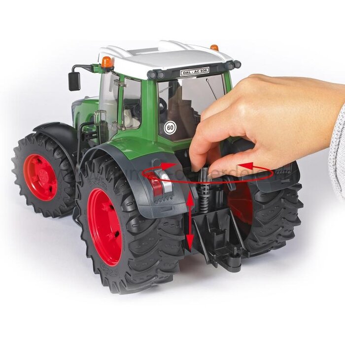 Bruder Fendt 936 Vario tractor speelgoed, schaal 1:16 met openende motorkap, stuurfunctie via schuifdak, verstelbare trekhaak en afneembaar frontgewicht, Bruder speelgoed onderdeel