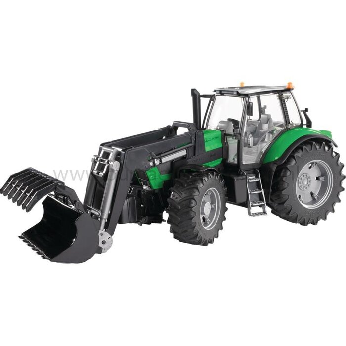 Bruder Deutz Agrotron X720 speelgoed tractor met voorlader, schaal 1:16 met openende deuren, motorkap, verstelbare trekhaak en afneembaar frontgewicht, Bruder speelgoed onderdeel