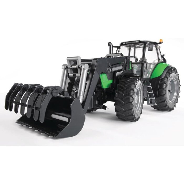 Bruder Deutz Agrotron X720 speelgoed tractor met voorlader, schaal 1:16 met openende deuren, motorkap, verstelbare trekhaak en afneembaar frontgewicht, Bruder speelgoed onderdeel