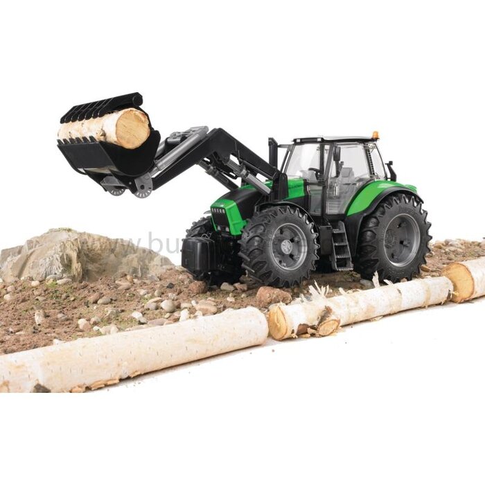 Bruder Deutz Agrotron X720 speelgoed tractor met voorlader, schaal 1:16 met openende deuren, motorkap, verstelbare trekhaak en afneembaar frontgewicht, Bruder speelgoed onderdeel