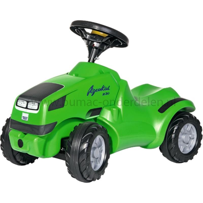 Rolly Toys rollyMinitrac Deutz Agrokid tractor, stevige looptractor met claxon, opbergruimte en fluisterbanden, trap- en duwvoertuig vanaf 2 jaar, speelgoed onderdeel