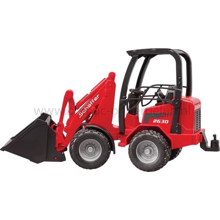 Bruder miniwiellader Schäffer 2190 speelgoed, schaal 1:16 met knikbesturing, laadarm en rolbeugel, robuuste bouwmachine voor binnen en buiten spelen, onderdeel