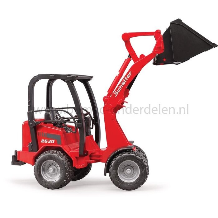 Bruder miniwiellader Schäffer 2190 speelgoed, schaal 1:16 met knikbesturing, laadarm en rolbeugel, robuuste bouwmachine voor binnen en buiten spelen, onderdeel