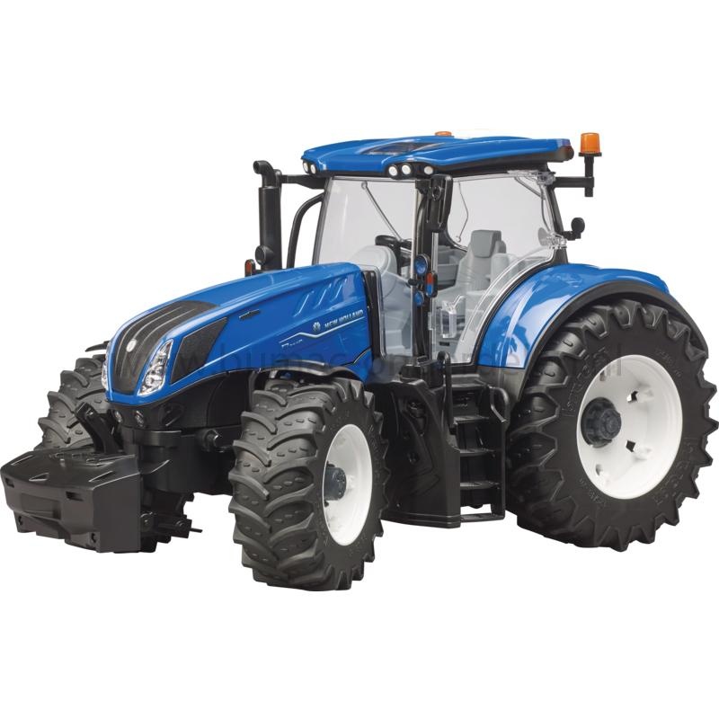 Bruder New Holland T7.315 speelgoed tractor schaal 1:16, tractor met cabine, stuurbare vooras, openende deuren, afneembare wielen en achterkoppeling, onderdeel