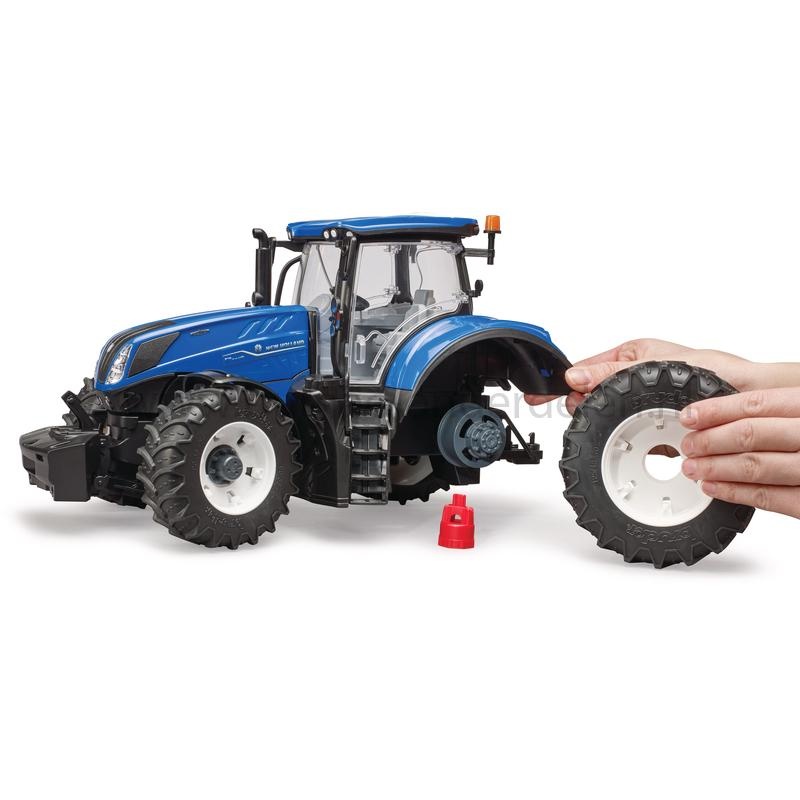 Bruder New Holland T7.315 speelgoed tractor schaal 1:16, tractor met cabine, stuurbare vooras, openende deuren, afneembare wielen en achterkoppeling, onderdeel