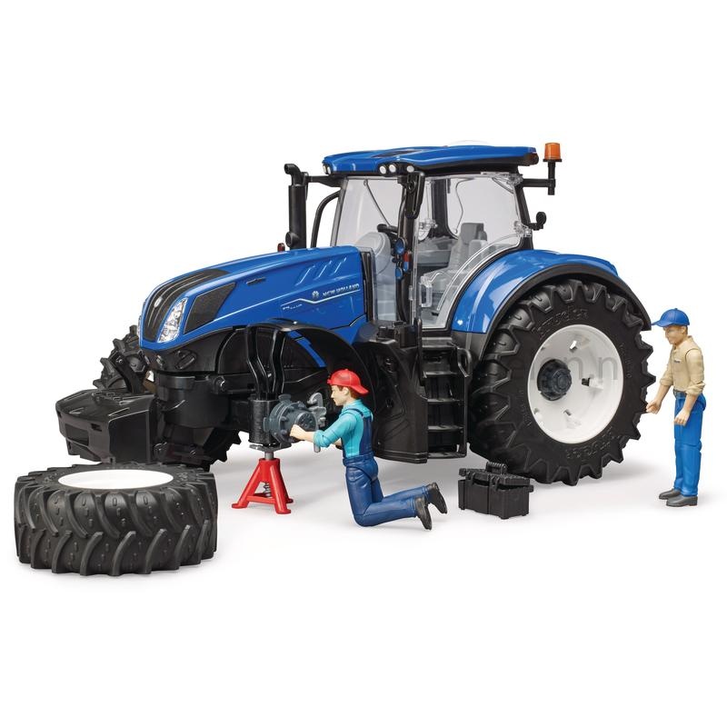 Bruder New Holland T7.315 speelgoed tractor schaal 1:16, tractor met cabine, stuurbare vooras, openende deuren, afneembare wielen en achterkoppeling, onderdeel
