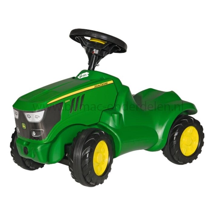 Rolly Toys rollyMinitrac John Deere 6150R traptractor, loopvoertuig met claxon, opbergruimte onder motorkap, ergonomisch ontwerp met knie-uitsparing, stabiele fuseebesturing, fluisterbanden, speelgoed tractor, onderdeel