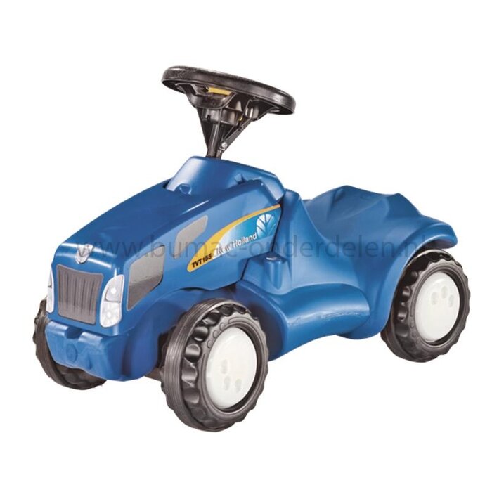 Rolly Toys rollyMinitrac New Holland T6010 traptractor, looptractor voor kinderen vanaf 1,5 jaar, met claxon, motorkap met opbergruimte, stabiele fuseebesturing, speelgoedonderdeel