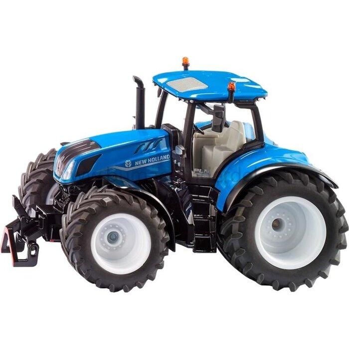 Siku New Holland T7.315 HD speelgoed tractor schaal 1:32, tractor met cabine, fusee-besturing, rubberen banden, frontgewicht en aanhangerkoppeling, onderdeel