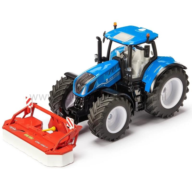 Siku New Holland T7.315 HD speelgoed tractor schaal 1:32, tractor met cabine, fusee-besturing, rubberen banden, frontgewicht en aanhangerkoppeling, onderdeel