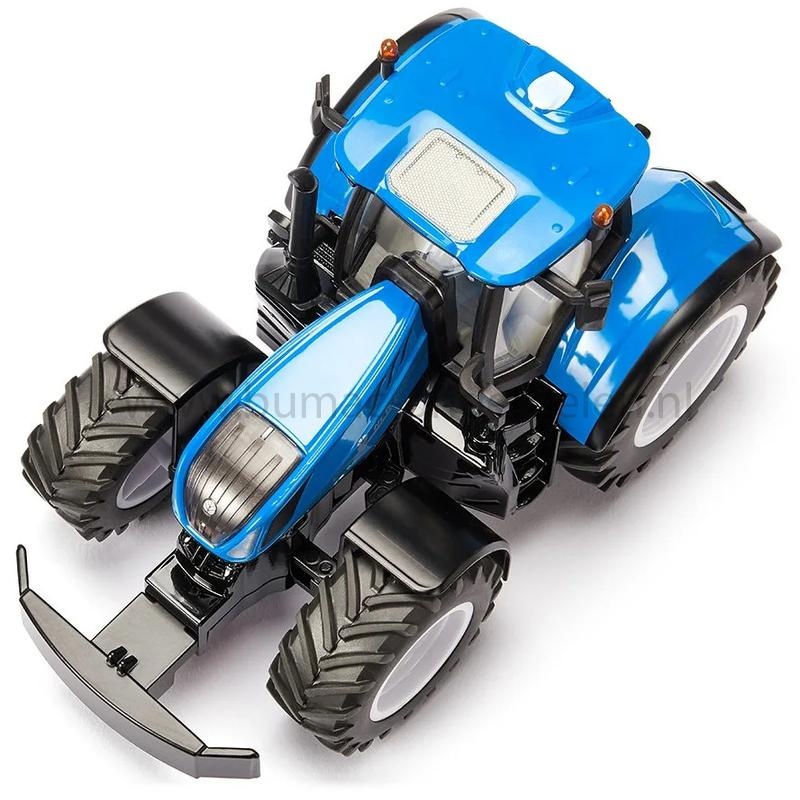Siku New Holland T7.315 HD speelgoed tractor schaal 1:32, tractor met cabine, fusee-besturing, rubberen banden, frontgewicht en aanhangerkoppeling, onderdeel