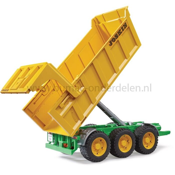 Bruder Joskin 3-assige Kipper speelgoed aanhanger schaal 1:16, met kiepbak, achterklep, graanluik en inklapbare steunpoot, stevige boerderij speelgoed aanhanger onderdeel