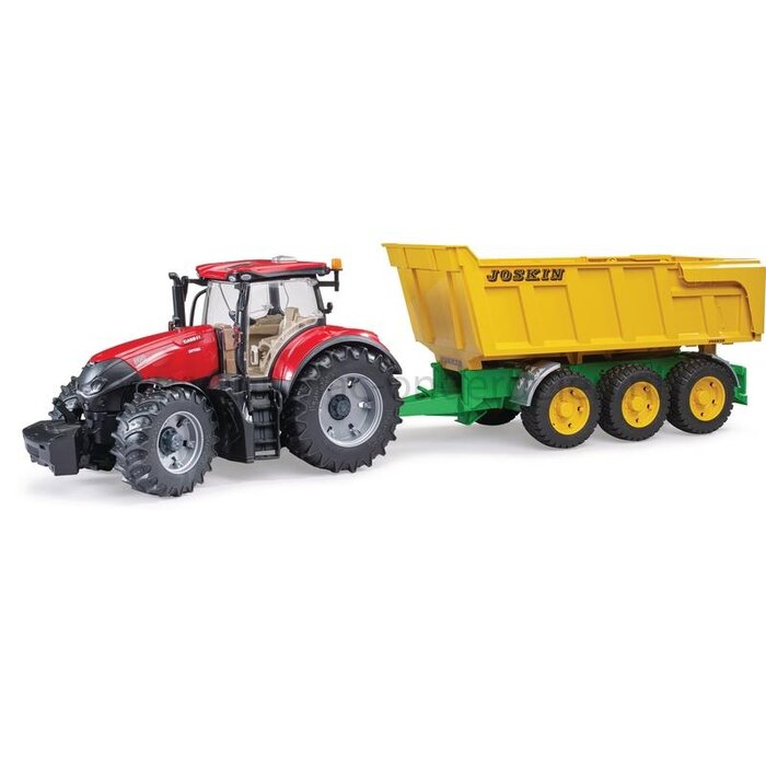 Bruder Joskin 3-assige Kipper speelgoed aanhanger schaal 1:16, met kiepbak, achterklep, graanluik en inklapbare steunpoot, stevige boerderij speelgoed aanhanger onderdeel