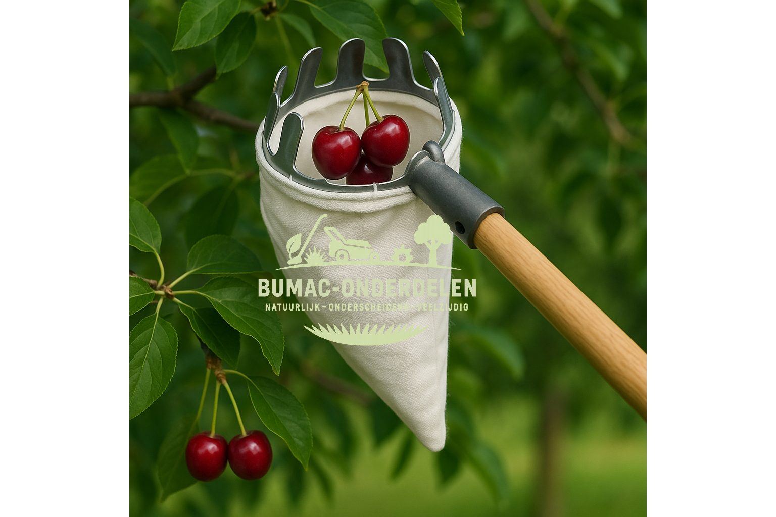 Praktische fruitplukker voor het oogsten op hoogte en zonder ladder - ideaal voor het voorzichtig en effectief verzamelen van noten, appels, peren, kersen, pruimen en vele andere fruitsoorten. Met een sterke linnen zak om sinaasappels, perziken, grotere m