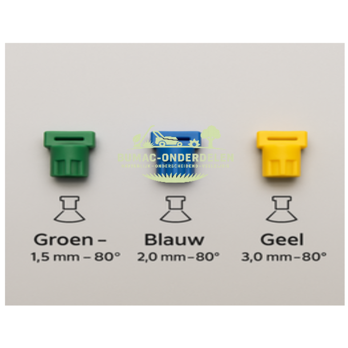 3-delige sproeidoppen set met O-ring voor universele spuitlansen, inclusief sproeidoppen Ø 2 mm (geel), Ø 3 mm (blauw) en Ø 4 mm (rood), geschikt voor Garden- en Battery-series en diverse andere merken, onderdeel