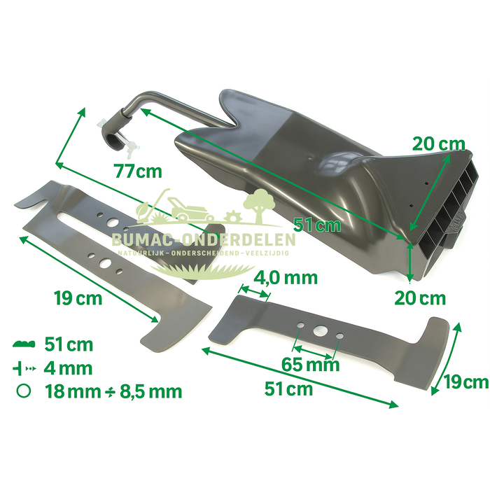 Mulchset – Complete Mulchplug met Mulchmes voor Castelgarden TC102 zitmaaier vanaf bouwjaar 2006 – Geschikt voor meerdere merken en modellen met 102 cm maaidek – Hoogwaardig tuinmachine onderdeel
