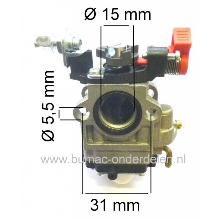 Carburateur voor OleoMac Bosmaaier Model 735 - 755, Oleo Mac Membraan Carburateur met Primer en Choke Functie