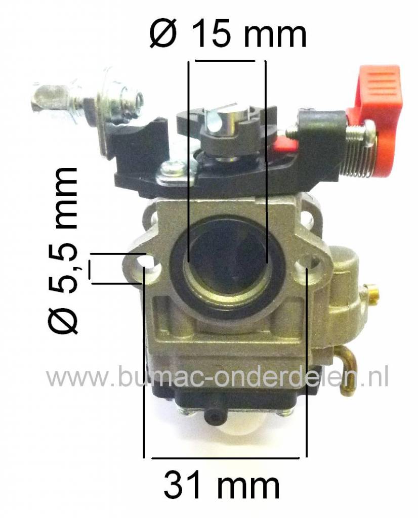 Carburateur voor OleoMac Bosmaaier Model 735 - 755, Oleo Mac Membraan Carburateur met Primer en Choke Functie