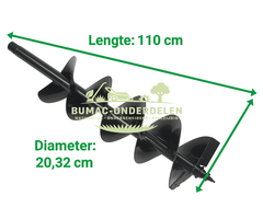 Grondboor 8" (20,32 cm) – Dubbele Winding – Ø20 mm As – Voor Cramer & Greenworks – Grondbooronderdeel