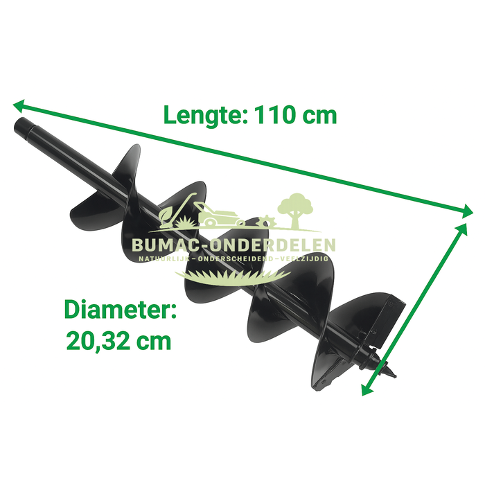 Grondbooronderdeel 8" (20,32 cm) – Dubbele Winding – Ø20 mm Binnenas – Voor Cramer 82EA14, 82PH82, 82EA15 en Greenworks GD82EA14, GD82EA15 – Professioneel booropzetstuk voor paalgaten, plantgaten en funderingen