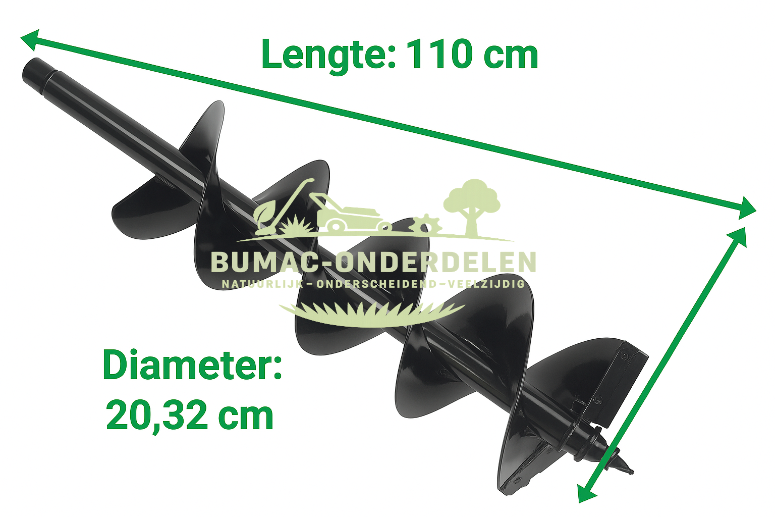 Grondbooronderdeel 8" (20,32 cm) – Dubbele Winding – Ø20 mm Binnenas – Voor Cramer 82EA14, 82PH82, 82EA15 en Greenworks GD82EA14, GD82EA15 – Professioneel booropzetstuk voor paalgaten, plantgaten en funderingen