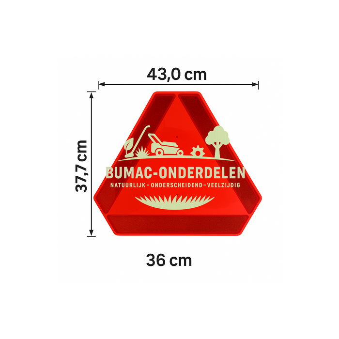 Waarschuwingsbord voor langzaam verkeer – Kunststof uitvoering volgens ECE R150 – 430×377 mm – Reflectorplaat voor tractoren, landbouwvoertuigen, aanhangers, werktuigen en bosbouwmachines – onderdeel