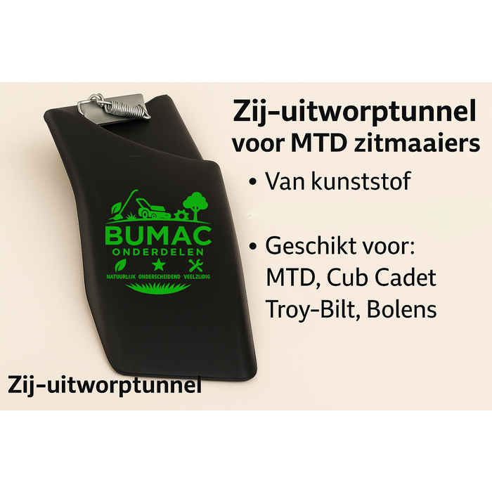 Kunststof zij-uitworptunnel onderdeel geschikt voor MTD, Cub Cadet, Troy-Bilt en Bolens zitmaaiers met 92 cm, 96 cm en 107 cm maaidekken