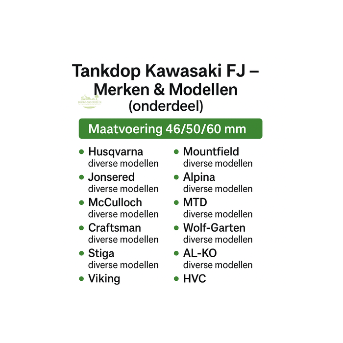 Tankdop voor Kawasaki FJ100D, FJ180V, FH151V motor op grasmaaier – 46/50/60 mm maatvoering – duurzaam kunststof – geschikt voor diverse merken en modellen, onderdeel
