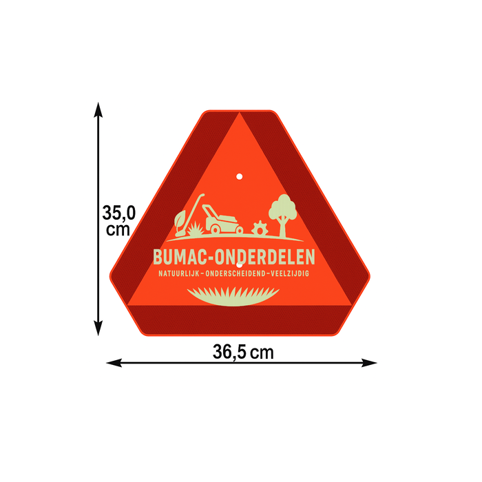 Sticker langzaam verkeer – Reflecterende veiligheidssticker volgens ECE 69 Type II – 350×365 mm – Fluorescerend rood – UV- en weersbestendig – Voor tractoren, aanhangers, landbouw- en bosbouwmachines – onderdeel