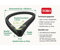 Toro V-snaar voor mes-aandrijving zitmaaiers en gazonmaaiers, onderdeel