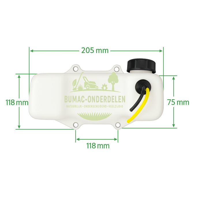 Brandstoftank compleet met dop en brandstofslangen – passend voor Zenoah G35L, G45L, BC4310, BC4510, BC5410 en Husqvarna 143RII, 236R, 236RJ, 436R, 443R – tevens geschikt voor Jonsered GC45, GC45R, RedMax BCZ4500-serie en geselecteerde Maruyama bosmaaiers