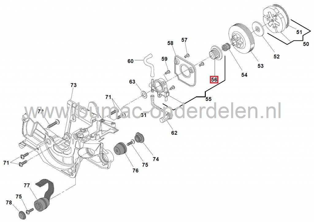 Wormwiel voor CASTELGARDEN - STIGA - ALPINA - MOUNTFIELD Kettingzaag, Worm wiel voor Aandrijving van de Oliepomp bij Motorzaag